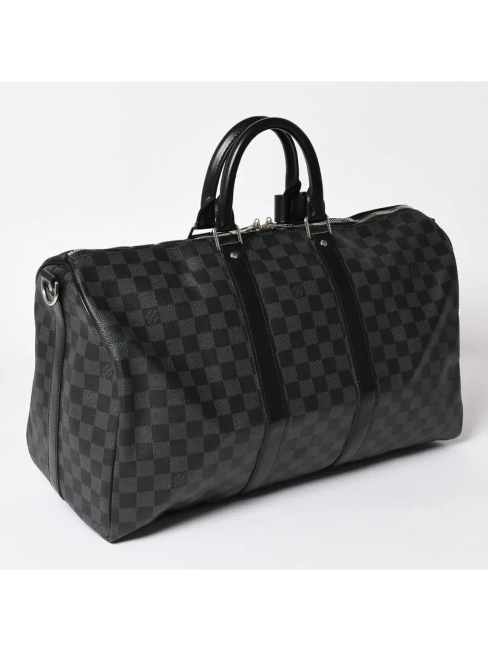 Louis Vuitton Boston Keepall Bandouliere 45 Damier Graphite Black Silver